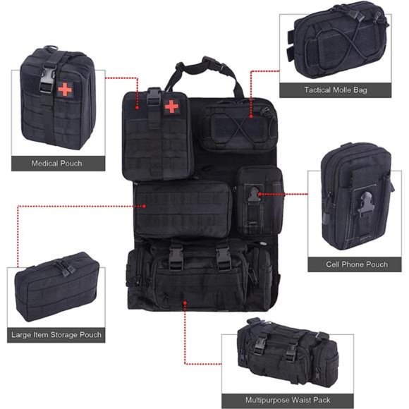 5 Pack Tactical Truck Organizer Back Seat Storage Car Seat Storage Bag Molle - Picture 2 of 7